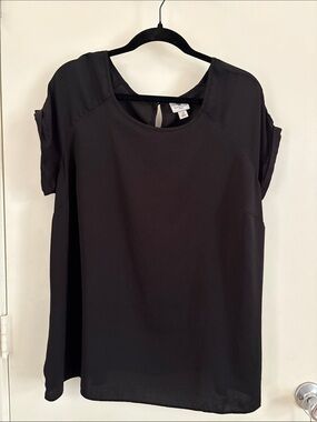 Worthington Women’s Black Sheer Short-Sleeve Blouse